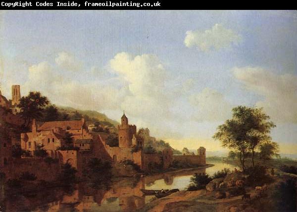 HEYDEN, Jan van der A Fortified Castle on a Riverbank